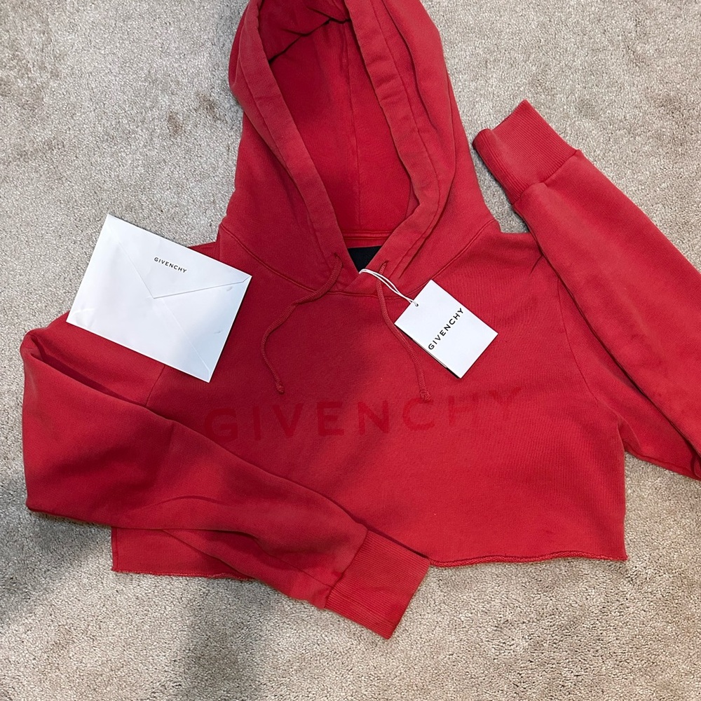 Givenchy Logo Printed Cropped Hoodie $960 RETAIL